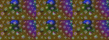 Raster illüstrasyonundaki çiçek desenli çizim. Renkli Bahar Teması eskiz kalıbı. Süslü kumaş deseni. Düz Çiçek Elementleri Tasarımı.