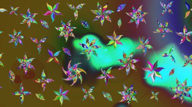 Vadinin yeşil renkli çiçekleri. Çiçeksel çizim kalıbının çizimi.