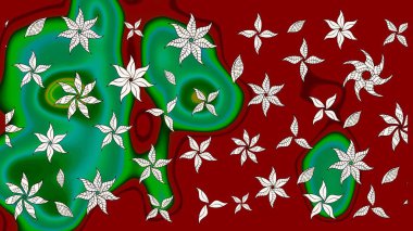 Küçük çiçekli basit bir çiçek çizimi. Kırmızı renkte sevimli çiçekler. Moda baskısı, albüm, ambalaj kağıdı ve duvar kağıdı için zarif dekoratif süslemeler. Raster illüstrasyonu.