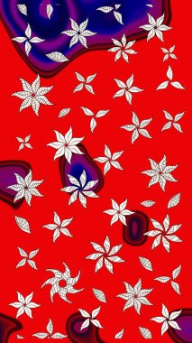 Çiçek izi. Suluboya çizim kalıbı. Suluboya tarzında kırmızı renkte çiçekler.