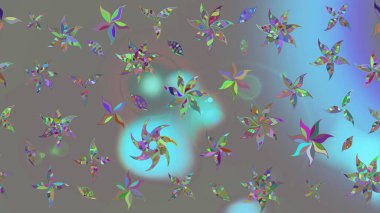 Sevimli küçük çiçek desenle. Raster resim. Çiçek desenli çiçek ve yaprakları ile.