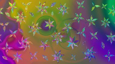 Çiçek izi. Suluboya çizim kalıbı. Suluboya tarzında yeşil renkte çiçekler.