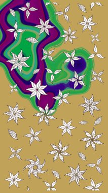 Raster illüstrasyonundaki çiçek desenli çizim. Düz Çiçek Elementleri Tasarımı. Renkli Bahar Teması eskiz kalıbı. Sarı renkte çiçekler.