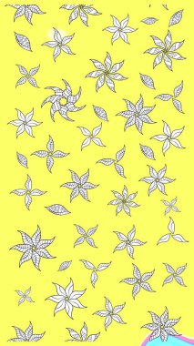 Düz Çiçek Elementleri Tasarımı. Raster illüstrasyonundaki çiçek desenli çizim. Sarı renkli çiçekler. Renkli Bahar Teması çizim şablonu.