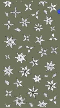 Yumuşak, yeşil renkli bahar çiçekleri. Çiçek ve yapraklı karalama şeklinde Raster çiçek deseni. Raster illüstrasyonu.