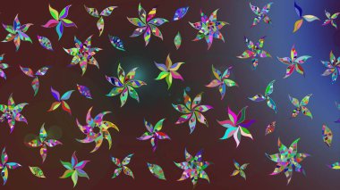 Kahverengi renkli Asya tekstili. Raster illüstrasyonu. Suluboya çiçekli çiçek deseni.