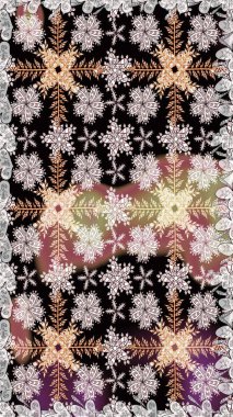 Şirin çiçek elementleri. Raster illüstrasyonu. Kusursuz. Siyah renkte çiçekler.