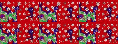 Bahar çiçekleriyle güzel bir çiçek deseni çizmişsin. Güzel kumaş deseni. Raster illüstrasyonu.