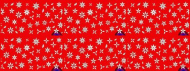 Düz Çiçek Elementleri Tasarımı. Kırmızı renkte çiçekler. Renkli Bahar Teması eskiz kalıbı. Raster illüstrasyonunda çiçek deseni çizimi.