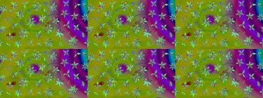 Çizim çiçek deseni duvar kâğıdı olarak kullanılabilir. Yeşil renkli çiçekler. Raster illüstrasyonu.