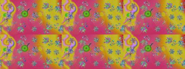 Süslü kumaş deseni. Çiçekli çiçek deseni, suluboya. Raster deseni.