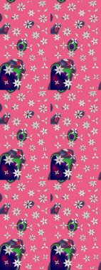 Sevimli çiçek raster deseni. Pembe renkli çiçekler. Renkli Yaz Temalı eskiz kalıbı. Düz Çiçek Elementleri Tasarımı.