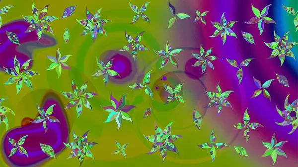 Küçük çiçekteki sevimli çiçek deseni. Yeşil renkte çiçekler.