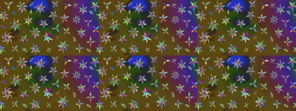 Raster illüstrasyonundaki çiçek desenli çizim. Renkli Bahar Teması eskiz kalıbı. Süslü kumaş deseni. Düz Çiçek Elementleri Tasarımı.