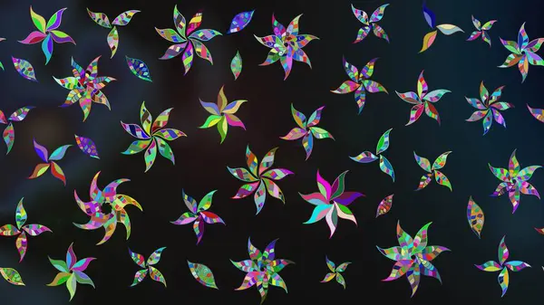 Süslü kumaş deseni. Raster illüstrasyonundaki çiçek desenli çizim. Renkli Bahar Teması eskiz kalıbı. Düz Çiçek Elementleri Tasarımı.