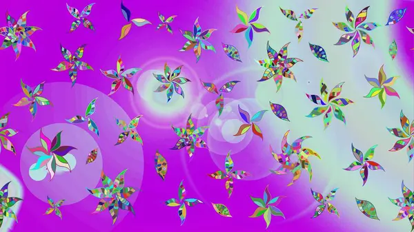 Düz Çiçek Elementleri Tasarımı. Güzel kumaş deseni. Raster Illustrasyon 'daki Çiçek Deseni' nin son moda çizimi. Renkli Yaz Teması çizim şablonu.