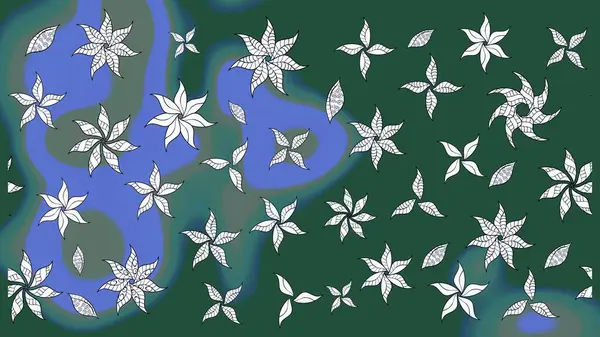 Raster çiçek desenleri çiziyor. Vadinin yeşil renkli çiçekleri.