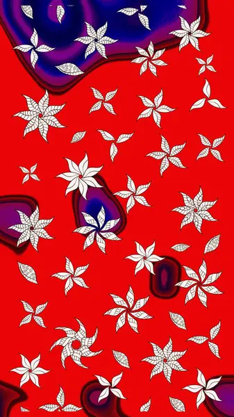 Çiçek izi. Suluboya çizim kalıbı. Suluboya tarzında kırmızı renkte çiçekler.