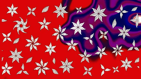 Nazik, narin çiçek arkaplanı. Çiçekli karalama şeklinde Raster çiçek deseni. Kırmızı renkte çiçekler.