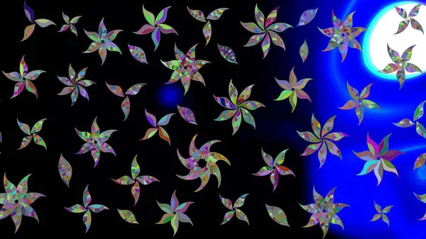 Raster illüstrasyonu. Düz Çiçek Elementleri Tasarımı. Şirin çiçek elementleri. Taslak desenli, modaya uygun kumaş deseni. Renkli Bahar Teması çizim şablonu.