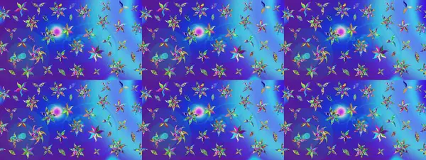 Vadinin mavi renkli çiçekleri. Çiçeksel çizim kalıbının çizimi.