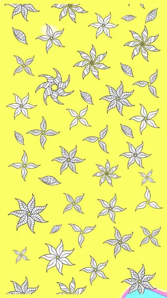 Düz Çiçek Elementleri Tasarımı. Raster illüstrasyonundaki çiçek desenli çizim. Sarı renkli çiçekler. Renkli Bahar Teması çizim şablonu.