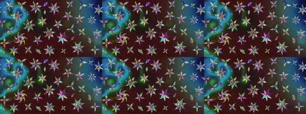 Raster illüstrasyonu. Eski usul. Eskiz geçmişi. Kumaş, tekstil, duvar kağıdı baskısı için. Renkli desenli eskiz deseni, kahverengi çiçekler ve dekoratif elementlerle.