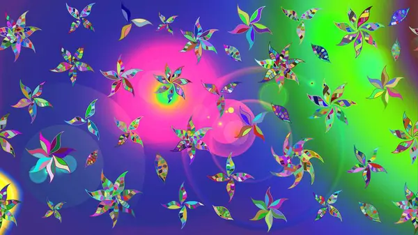 Mavi renkli çiçekler. Raster illüstrasyonunda çiçek deseni çizimi.