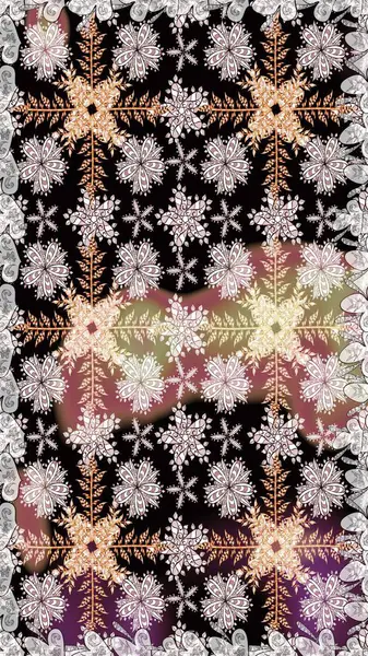 Şirin çiçek elementleri. Raster illüstrasyonu. Kusursuz. Siyah renkte çiçekler.