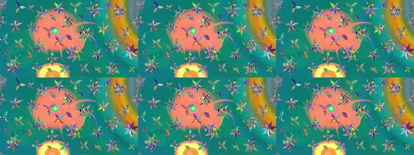 Mavi renkli çiçekler. Raster illüstrasyonunda çiçek deseni çizimi.