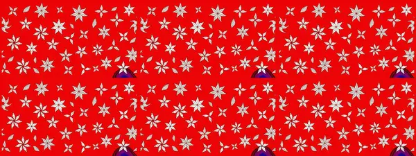 Düz Çiçek Elementleri Tasarımı. Kırmızı renkte çiçekler. Renkli Bahar Teması eskiz kalıbı. Raster illüstrasyonunda çiçek deseni çizimi.