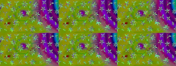 Çizim çiçek deseni duvar kâğıdı olarak kullanılabilir. Yeşil renkli çiçekler. Raster illüstrasyonu.