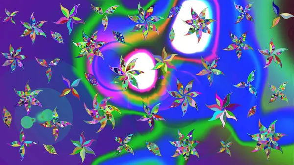 Mavi renkli çiçekler. Raster illüstrasyonundaki çiçek desenli çizim. Düz Çiçek Elementleri Tasarımı. Renkli Bahar Teması çizim şablonu.