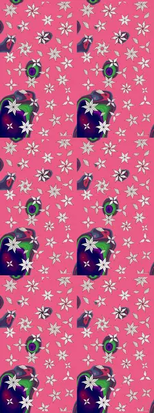 Sevimli çiçek raster deseni. Pembe renkli çiçekler. Renkli Yaz Temalı eskiz kalıbı. Düz Çiçek Elementleri Tasarımı.