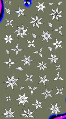 Raster illüstrasyonu. Renkli çizim kalıbı. Çiçek arkaplan. Yeşil renkli şirin tekstil. Çiçek duvar kağıdı.