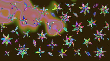 Çiçek izi. Çiçekler suluboya tarzında kahverengi renkte. Suluboya çizim deseni.