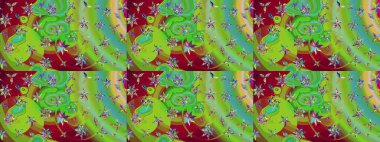 Çiçekli karalama şeklinde Raster çiçek deseni. Yeşil renkli çiçekler. Yumuşak, yaz çiçekli arka plan.