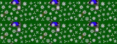 Çiçekli güzel suluboya desen. Raster illüstrasyonu. Yeşil renklerde.