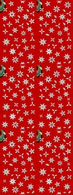 Çiçekli ipek eşarp. El çizimi çiçek unsurları olan soyut çizim raster deseni. 1950-1960 motifleri. Retro tekstil tasarım koleksiyonu. Kırmızıda kırmızı.