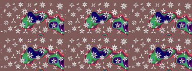 Kahverengi renkli çiçekler. Raster illüstrasyonu. Küçük çiçekte sevimli çiçek deseni var..