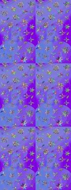 Modern, menekşe rengi raster arka plan duvar kâğıdı illüstrasyonu, klasik çizgili, desenli desenli çiçekler, çiçekli süsler. Çiçekli el çizimi çizimi deseni.