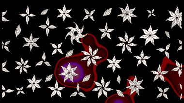 Raster illüstrasyonundaki çiçek desenli çizim. Siyah renkte çiçekler.