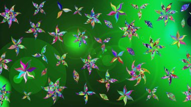 Halk tarzı. Modern çiçek arkaplanı. Moda baskıları için zarif bir şablon. Parlak renkli çiçekleri ve yeşil yaprakları olan harika bir çiçek deseni..