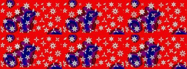 Renkli Bahar Teması eskiz kalıbı. Düz Çiçek Elementleri Tasarımı. Çiçek deseni. Raster çizimi. Güzel kumaş deseni..