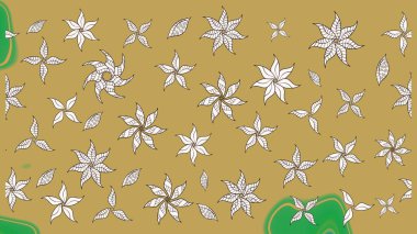 Çiçek buketleriyle klasik bir eskiz şekli. Raster illüstrasyonu. Sarı renklerde.