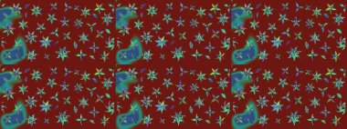 Renkli Bahar Teması eskiz kalıbı. Raster illüstrasyonu. Chichi 'nin kumaş kalıbını çiz. Çiçek deseni. Düz Çiçek Elementleri Tasarımı.