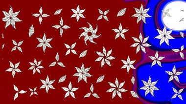 Raster illüstrasyonu. Kırmızı renkte karalamalı çiçek deseni çiz.