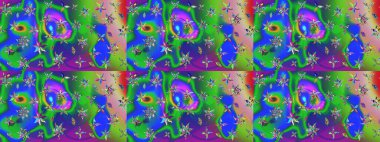 Raster düz çiçek çizim deseni. Yeşil renkli çiçekler. Tasarım hediye paketi, tebrik kartları, posterler ve afiş tasarımı.