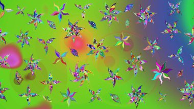 Yeşil renkli çiçekler. Çizim çiçek deseni duvar kâğıdı olarak kullanılabilir. Raster illüstrasyonu.