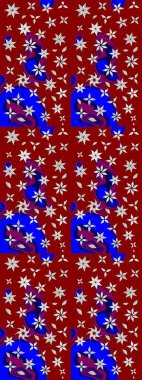 Halk tarzı. Modern çiçek arkaplanı. Moda baskıları için zarif bir şablon. Parlak renkli çiçekleri ve kırmızı yaprakları olan harika bir çiçek deseni..